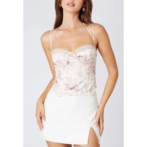 Cotton Candy LA Floral Y2K Corset Bustier Halter Neck Zip Back Top Women's M